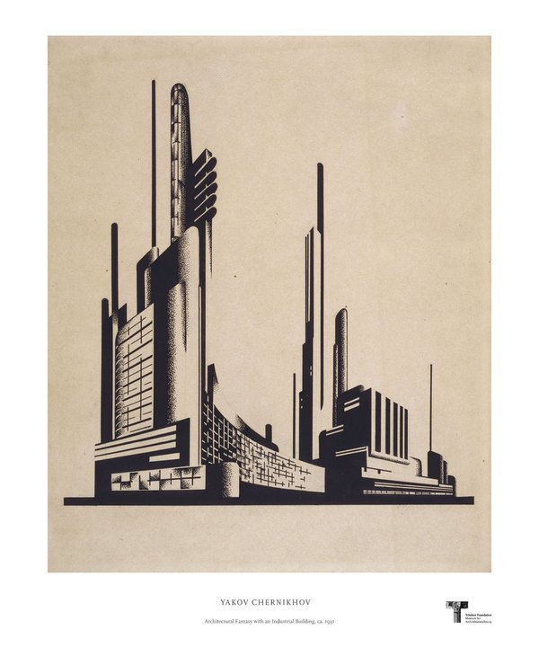 Yakov Chernikhov. Architectural Fantasy with an Industrial Building